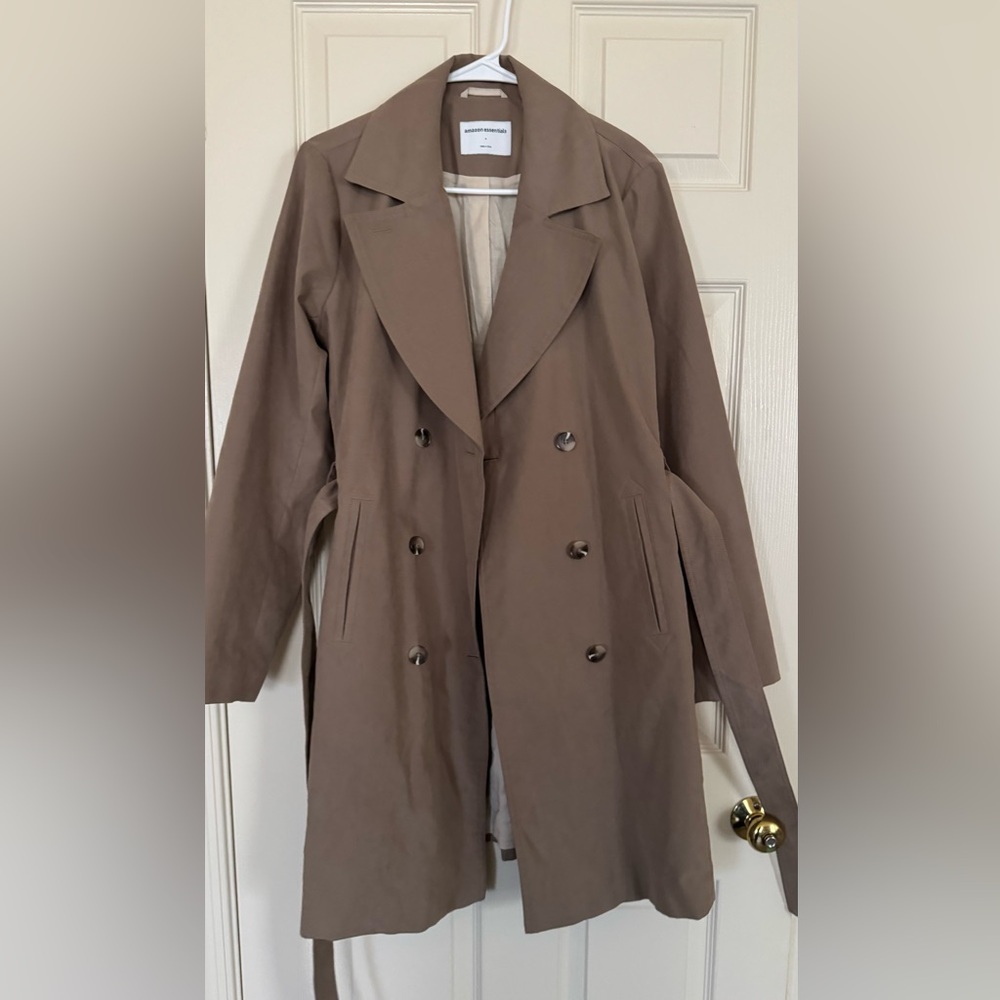 Amazon Essentials Brown Double-Breasted Trench Co… - image 4